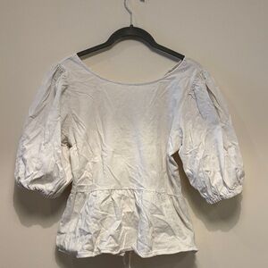 Urban Outfitters White Lace-Up Back Puffy Shirt